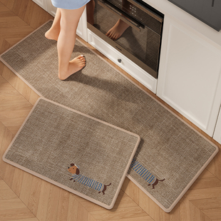 亚麻编织高级感厨房地垫吸水吸油防滑家用耐脏耐磨长条脚垫可定制
