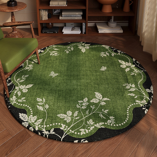 圆形地毯中古风2025新款 复古卧室床边衣帽间椅子摇椅地垫 客厅美式