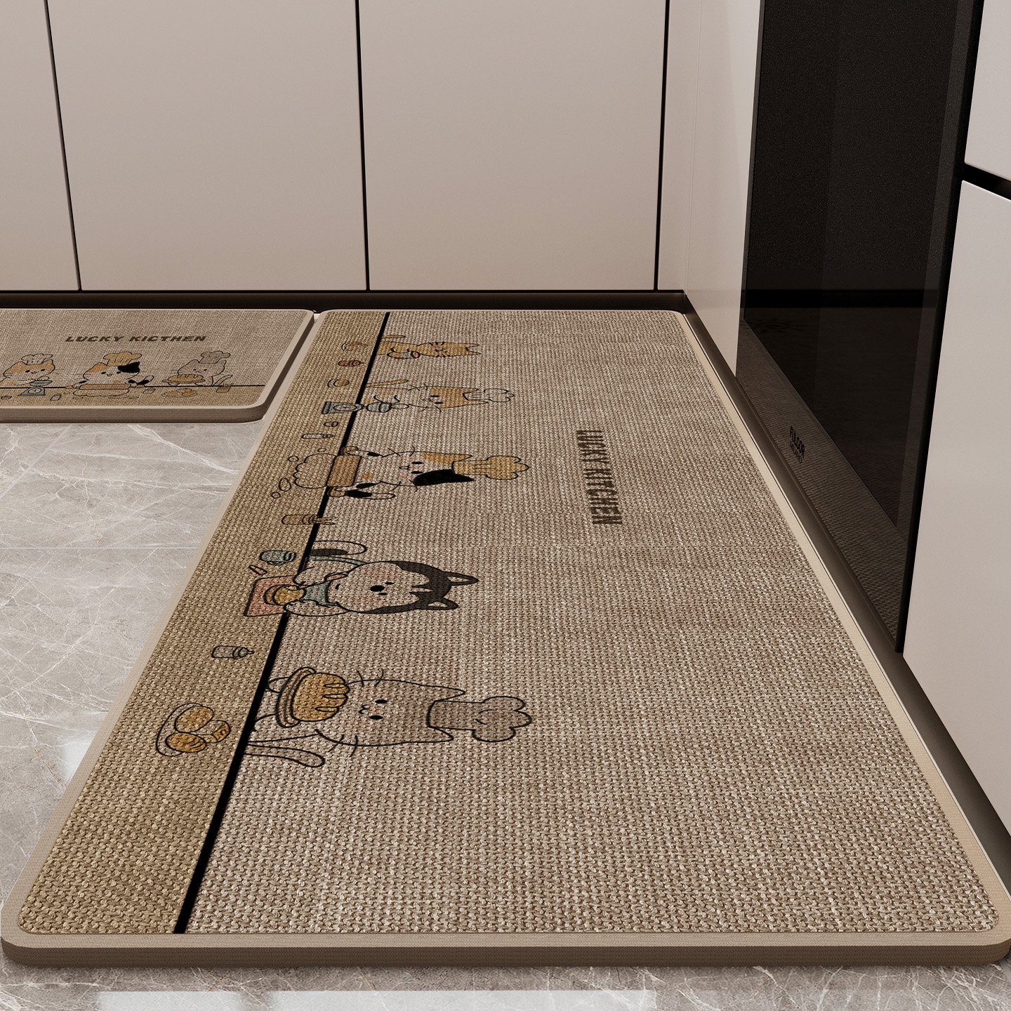 厨房地垫免洗防滑耐脏卡通猫咪