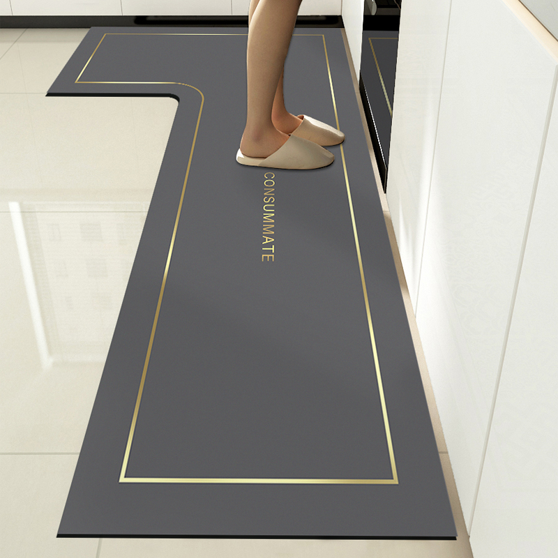 高端L型硅藻泥吸水厨房地垫防滑