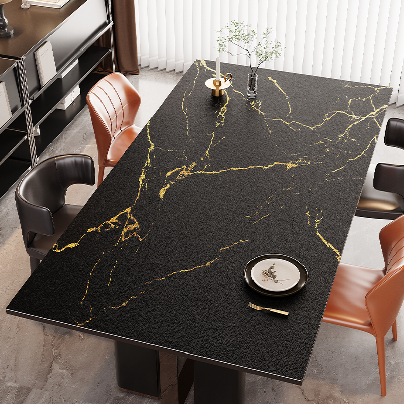 现代轻奢大理石纹皮革餐桌垫免洗