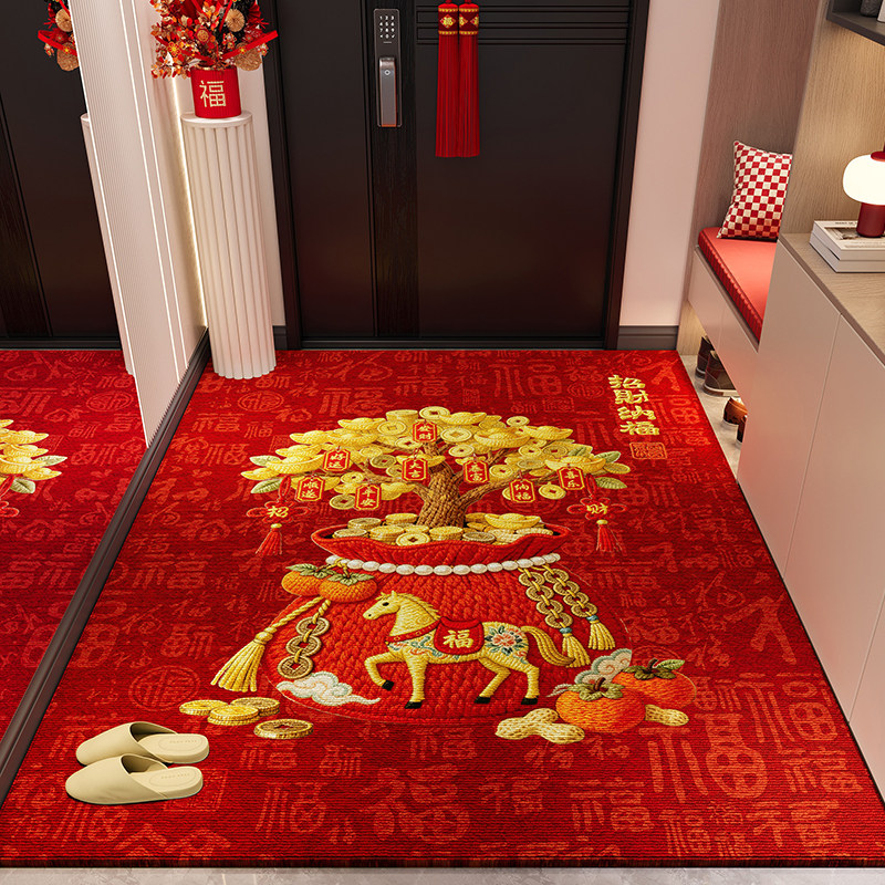 入户门地垫整铺喜庆门口蹭脚垫家用新年红色进门地毯垫子新款免洗,居家布艺,入户地垫,淘宝优惠券,粉丝福利购,淘宝优惠卷