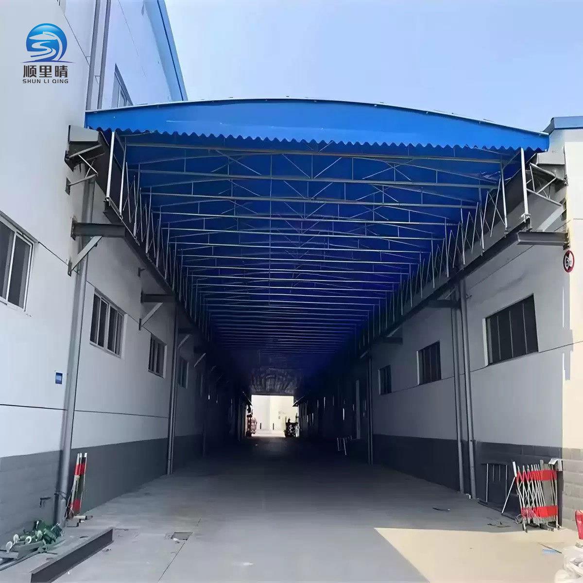 电动推拉雨棚大型仓库通道伸缩式帐篷夜市停车活动大排档移动帐篷