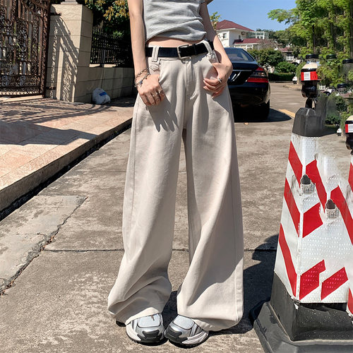 KRO阔腿牛仔裤高腰显瘦直筒