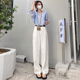 百搭小个子直筒宽松日系白色拖地裤 KRO高腰阔腿牛仔裤 女2023新款