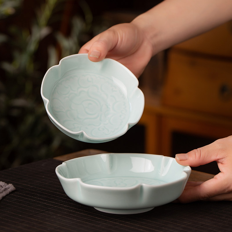 景德镇陶瓷盘精致小吃盘果盘影青冷菜碟干果碟中式仿宋小碟子餐厅