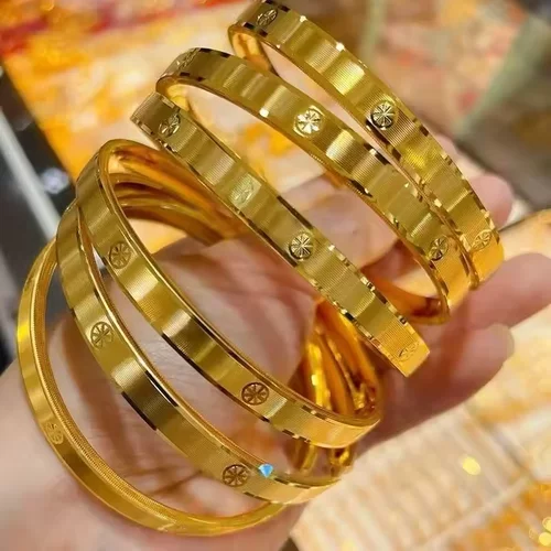 金店同款米字拉丝手镯女款实心手环送女友礼物