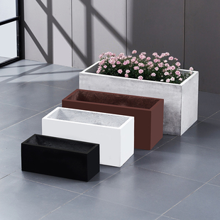花箱户外水泥花盆北欧风阳台庭院绿植落地盆种植箱大号长方形马槽
