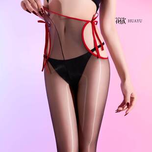 极光黑丝超薄640针绑带丝袜性感高透丝滑油亮女丝袜连裤 一线牵