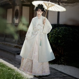 七月夕 马面裙套装 玉簪 立领对襟长衫 秋 明制合领衫 原创汉服女