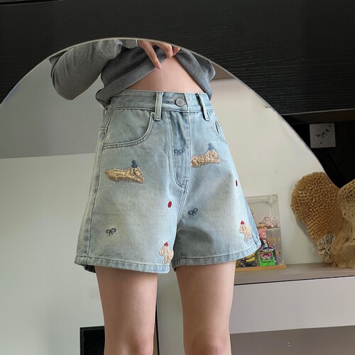 大码女装胖mm休闲百搭牛仔短裤女