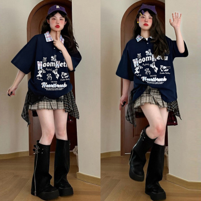 300斤特大码撞色设计感小众t恤女