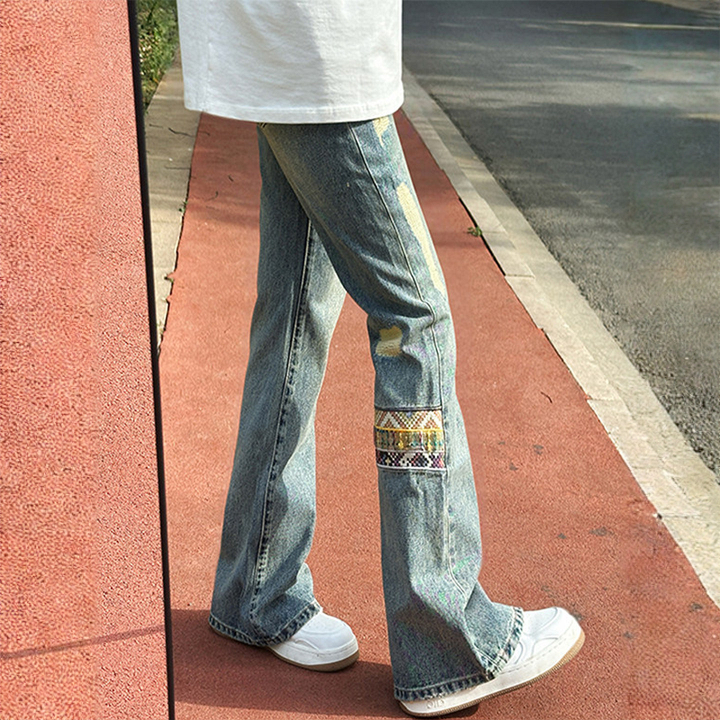 300斤大码女装韩版学生蓝色牛仔裤女胖mm设计感破洞显瘦微喇裤子,女装/女士精品,大码裤装,淘宝优惠券,粉丝福利购,淘宝优惠卷