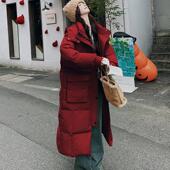 大码 加厚保暖新年红棉袄外套潮 过膝棉服女冬季 女装 胖mm高级感长款