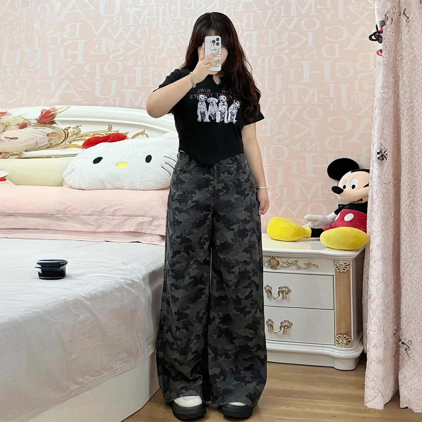 300斤大码女装复古百搭高腰长裤