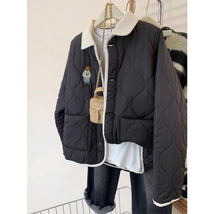 特大码 甜美可爱百搭加厚棉服外套 女装 翻领小熊羽绒棉袄女秋冬新款