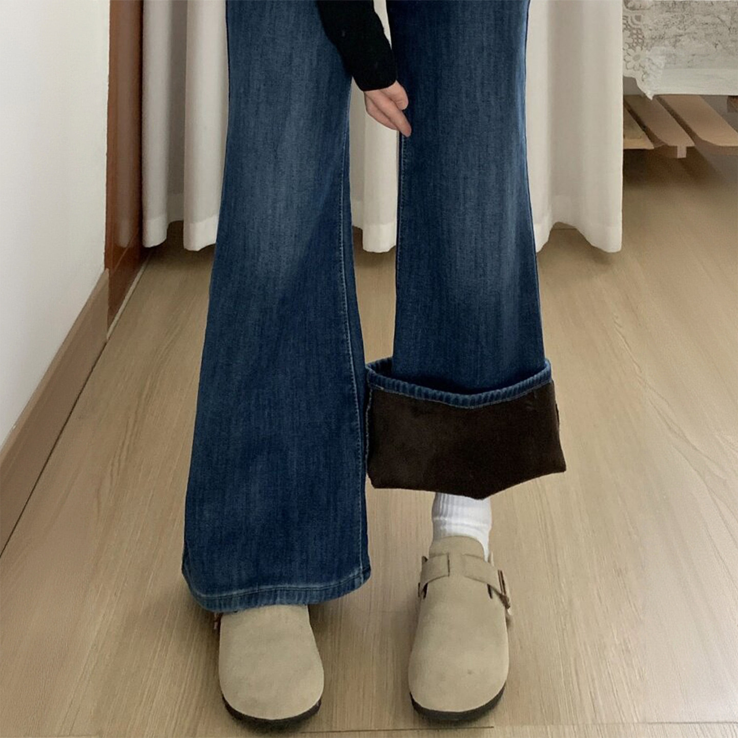 胖mm大码女装韩版显瘦阔腿牛仔裤女冬季新款加绒加厚学生微喇裤子,女装/女士精品,大码裤装,淘宝优惠券,粉丝福利购,淘宝优惠卷