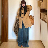 300斤大码 宽松加厚外套 美拉德保暖毛呢大衣女胖mm中长款 女装 韩版