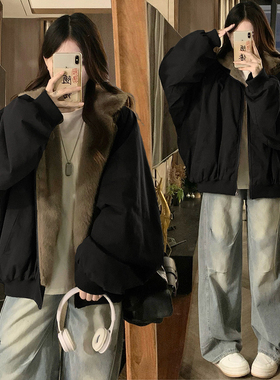 300斤特大码女装黑色连帽双面穿棉服女胖mm时髦百搭加厚保暖外套