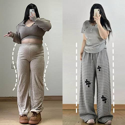 大码女装胖mm不贴腿显瘦休闲裤女