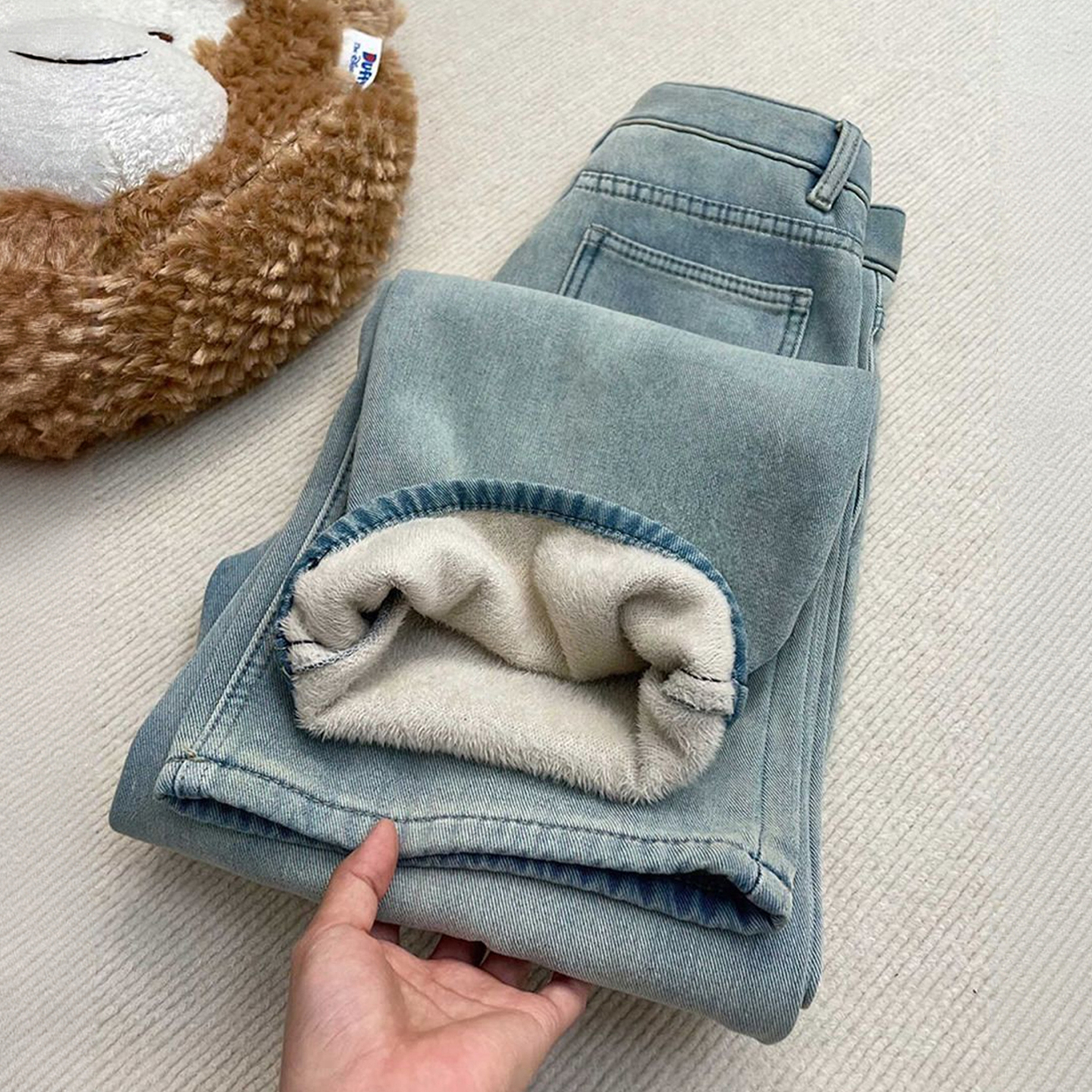 大码美式ins休闲百搭加绒裤子女