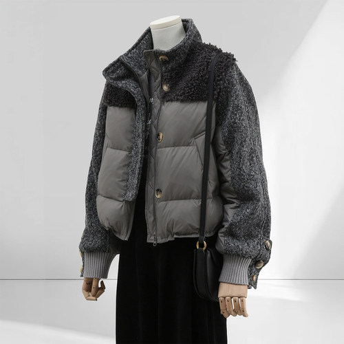 300斤大码女装美式复古立领棉衣