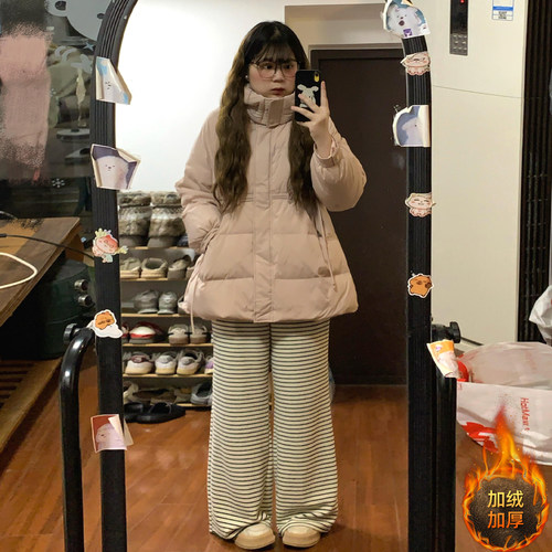 胖mm大码美式运动显瘦百搭阔腿裤