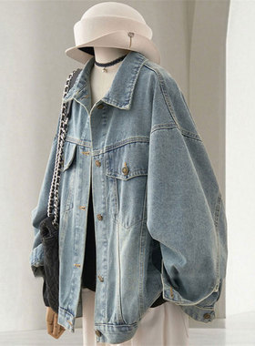 胖mm大码女装韩系穿搭蓝色休闲牛仔外套女春季高级感遮肉显瘦上衣