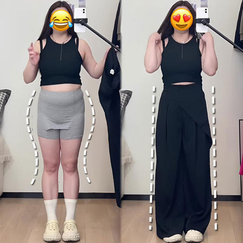 胖mm大码女装设计感小众直筒裤女