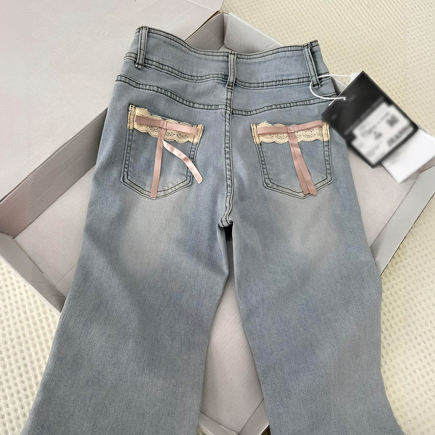 大码女装修身显瘦不贴腿牛仔裤女