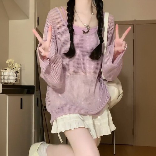 大码胖mm休闲宽松显瘦针织上衣女