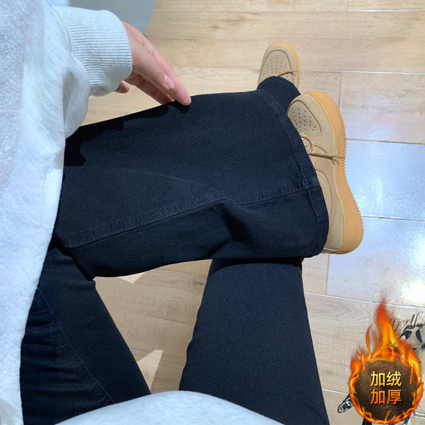 大码女装高腰显瘦遮肉牛仔裤女裤