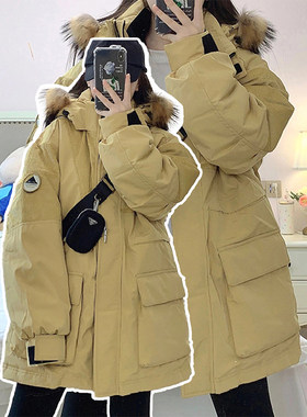 特大码韩版ins高级感工装棉服女