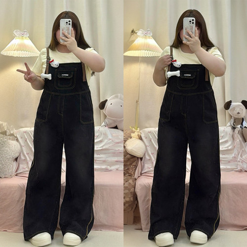 大码胖mm慵懒高级感工装背带裤女
