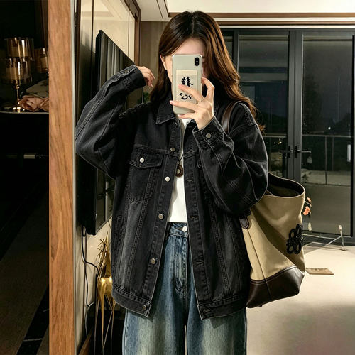 大码胖mm时尚休闲遮肉牛仔外套女
