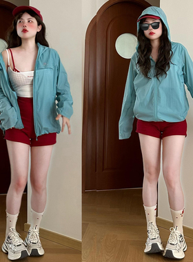 大码女装美式复古高腰显瘦牛仔短裤女夏季辣妹风小个子红色热裤子