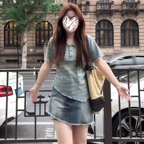 大码女装韩版复古百搭牛仔短裙女