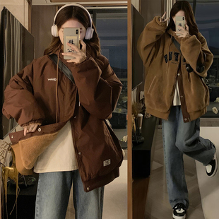羊羔毛棉衣女胖mm宽松百搭保暖加厚设计感外套 新款 300斤大码 女装