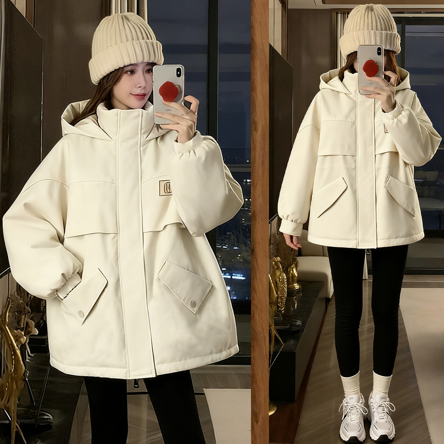 300斤特大码韩系慵懒风保暖棉衣