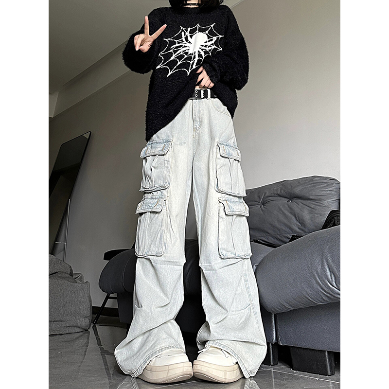 大码美式炸街ins辣妹风工装裤女