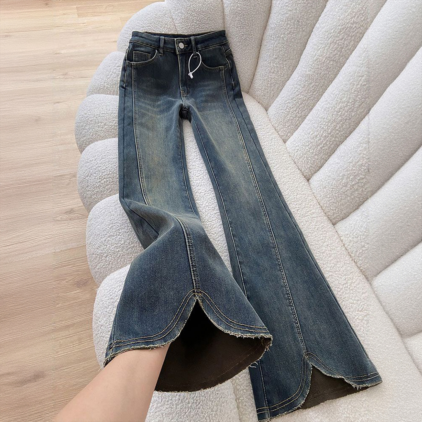 大码女装高级感修身显瘦牛仔裤女