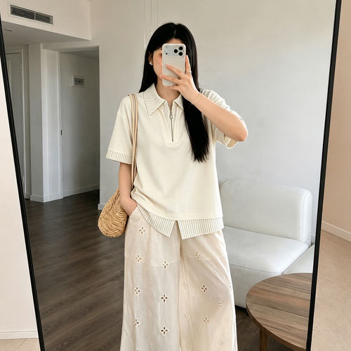 300斤大码胖mm设计感百搭短袖女