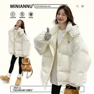 休闲保暖棉服 ins时尚 特大码 胖mm高级感显瘦白色气质厚外套女韩版