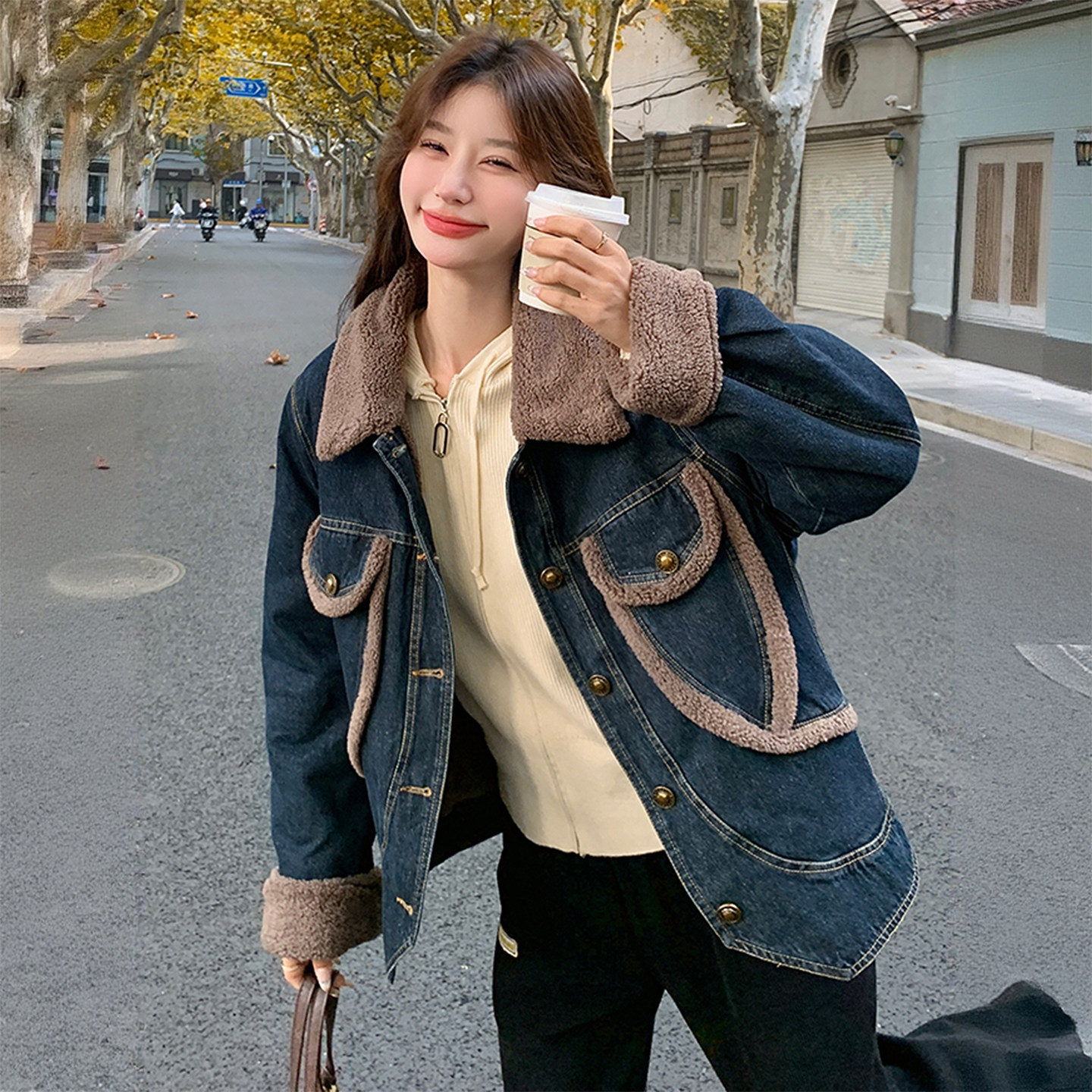 300斤大码女装韩版休闲牛仔棉衣