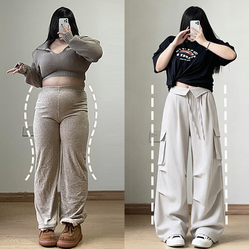 大码女装慵懒风百搭学生阔腿裤女