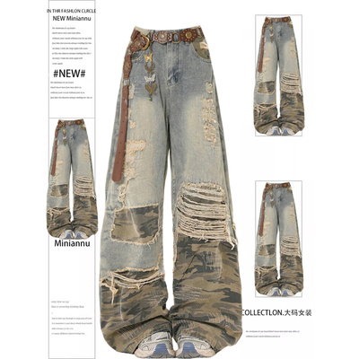 大码女装胖mm高街休闲百搭裤子女