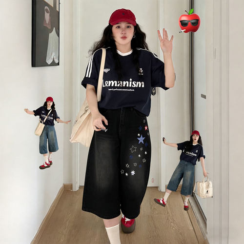 胖mm大码不贴腿遮肉显瘦直筒裤女