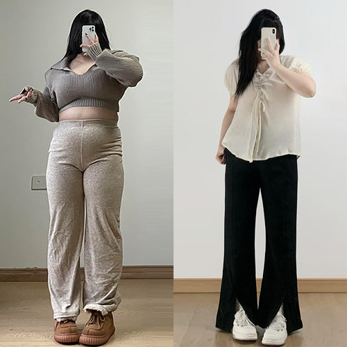 不贴腿显瘦遮肉简约胖妹妹裤子女