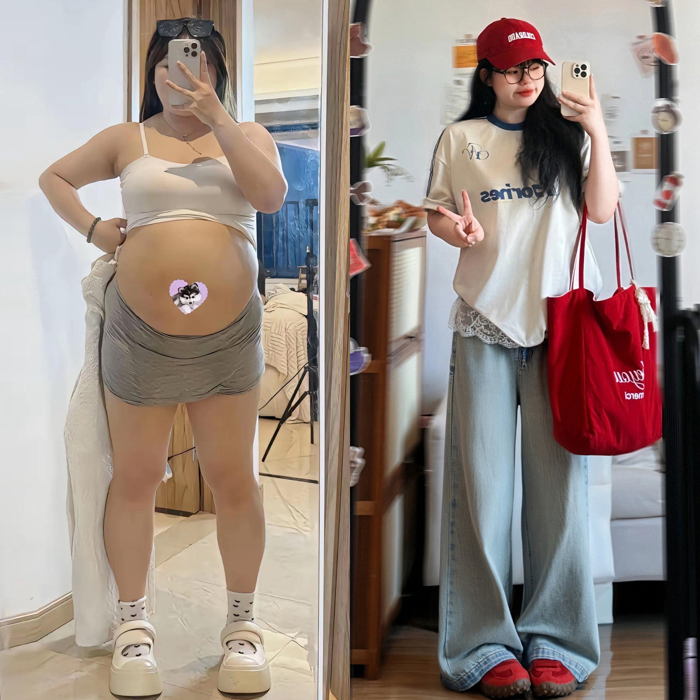 特大码女装高腰显瘦遮肉牛仔裤女