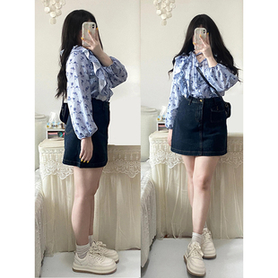 裙子显瘦包臀a字裙 复古高腰牛仔半身短裙女胖mm夏季 300斤大码 女装